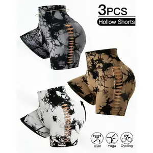 Women's Tie-Dye Shorts: Side-Cut, Form-Fitting Athletic Pants with High Elasticity, Quick-Dry, Breathable, and Ideal for Fitness and Yoga