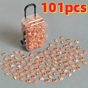 101-Piece Resin Animal Set, Mini Suitcase Storage Box + 100 Resin Water Buffalo Figurines, DIY Crafts, Nail Art, Jewelry Making Supplies, Beading Accessories