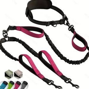 Hands Free Dog Leash, Double DogLeash,Long Padded No Tangle 3609Swivel Clasp Adjustable Dual Dog LeadLeashes