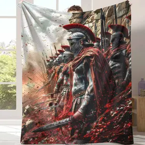 Spartan Warriors Flannel Blanket Ancient Battle Armor Print Soft Warm Cozy Lightweight Throw Durable Fade Resistant Fabric Perfect for Sofa Decor Bedroom Living Room Office Movie Nights and Gifts for History Lovers summerwins