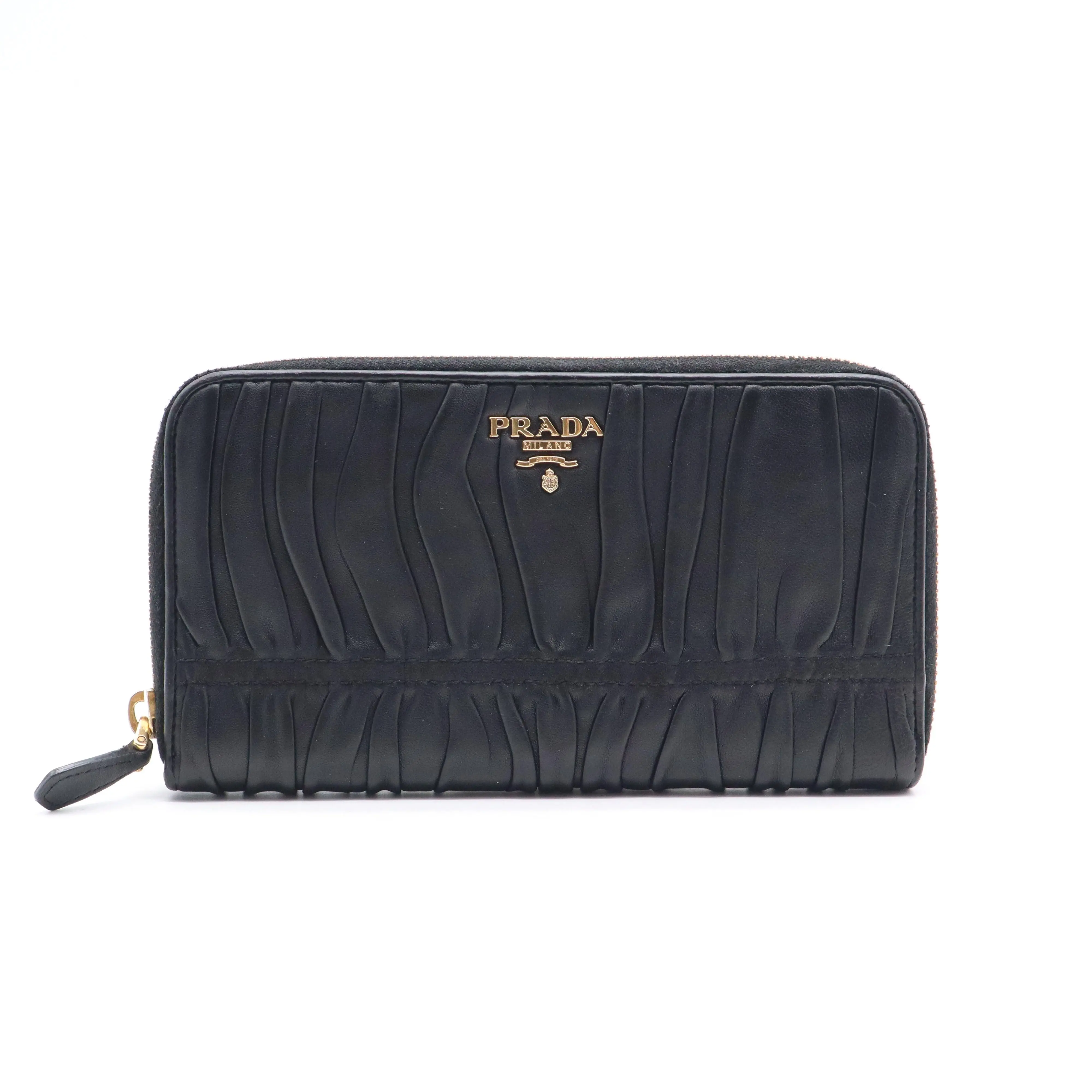 Pre-owned PRADA Canvas Small Leather Goods Nappa Gaufre Leather Wristlet W20985