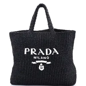 Pre-owned PRADA Raffia Tote Bags REBAG Logo Tote Large by Rebag