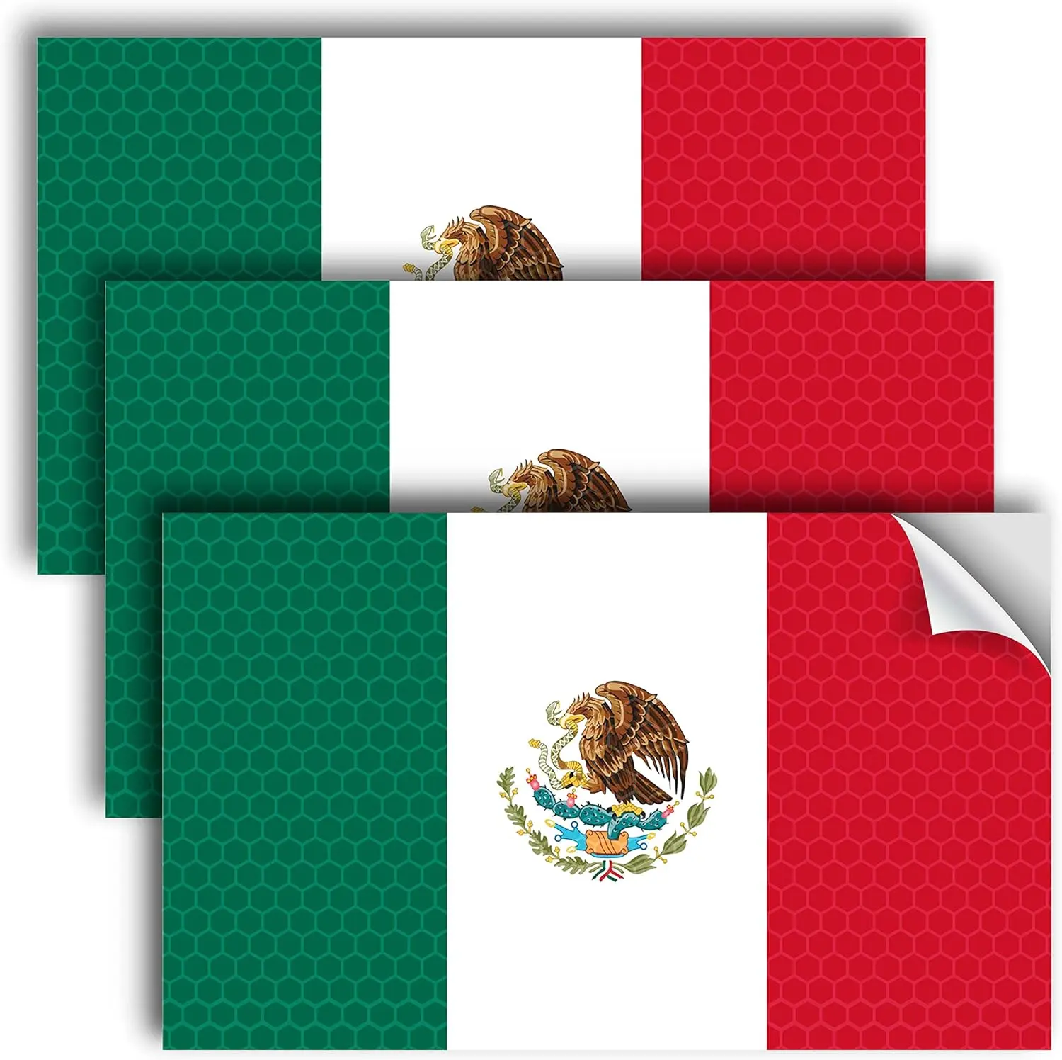 3 count Reflective Mexico Flag Sticker - 5x3 Inches - Mexico Decal for    Automobile Window Bumper