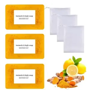 Lemon Turmeric Kojic Soap,Natural Handmade Soap,Turmeric Soap Bar for Face and Body, Smooth Skin Tumeric Soap,Deep Cleansing Soap for Men & Women (2 PCS) Cleanser