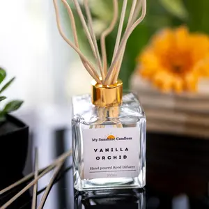 7oz Natural Reed Diffuser /Reed + Sticks / Scented Diffuser Oil Air Freshener Room / Home Decor / Large Golden Reed Diffuzer Bottle Aroma Glass