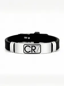 Cr7 Stainless Steel Silicone Sports Bracelet, Sweatproof Waterproof Design, Perfect Gift for Boyfriend or Friend, Football Enthusiasts