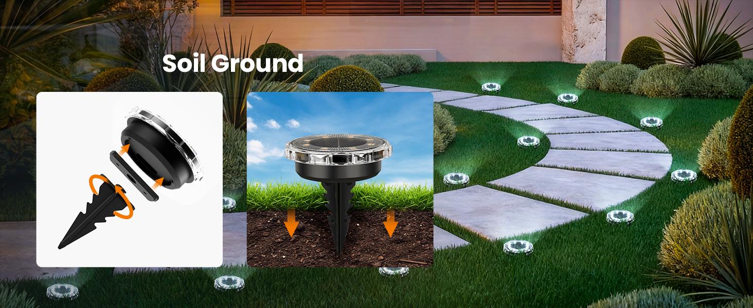 SOLPEX Solar Ground Lights, Solar Pathway Lights Outdoor Waterproof, Landscape Lighting for Garden, Walkway, Driveway, Yard, Deck, Patio, Swimming Pool