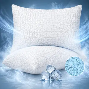 Cooling Pillow , Adjustable Bed Pillows, Luxury Shredded Memory Foam Pillows ,Soft Yet Supportive Firm Pillow for Side,Back,Stomach Sleepers,Gifts for Hot Sleeper