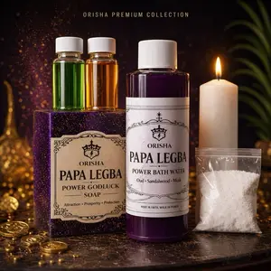 Papa legba Power Bath small Set Luxury Spiritual Bath Collection with Oud Sandalwood & Musk Fragrance for Self-Care Body Care Calming Cleansing 8 oz
