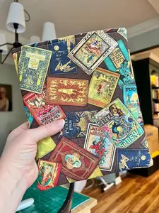 Handmade Book Sleeve - Bookish Vintage Books Classics Fabric Cover Fits Paperback Notebooks & Thicker Short Paperbacks 9x7 Size