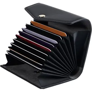 Household daily necessities Mayski Slim Women RFID Blocking Credit Card Holder Small Accordion Envelope Wallet Premium PU Leather Compact Card Case with Large Capacity for Business Travel Daily Use (Black)