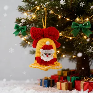 Santa Claus Crochet Bell - Handmade Knit Christmas Ornament, 3D Jingle Holiday Decor, Unique Festive Gift, Amigurumi Stocking Hanger