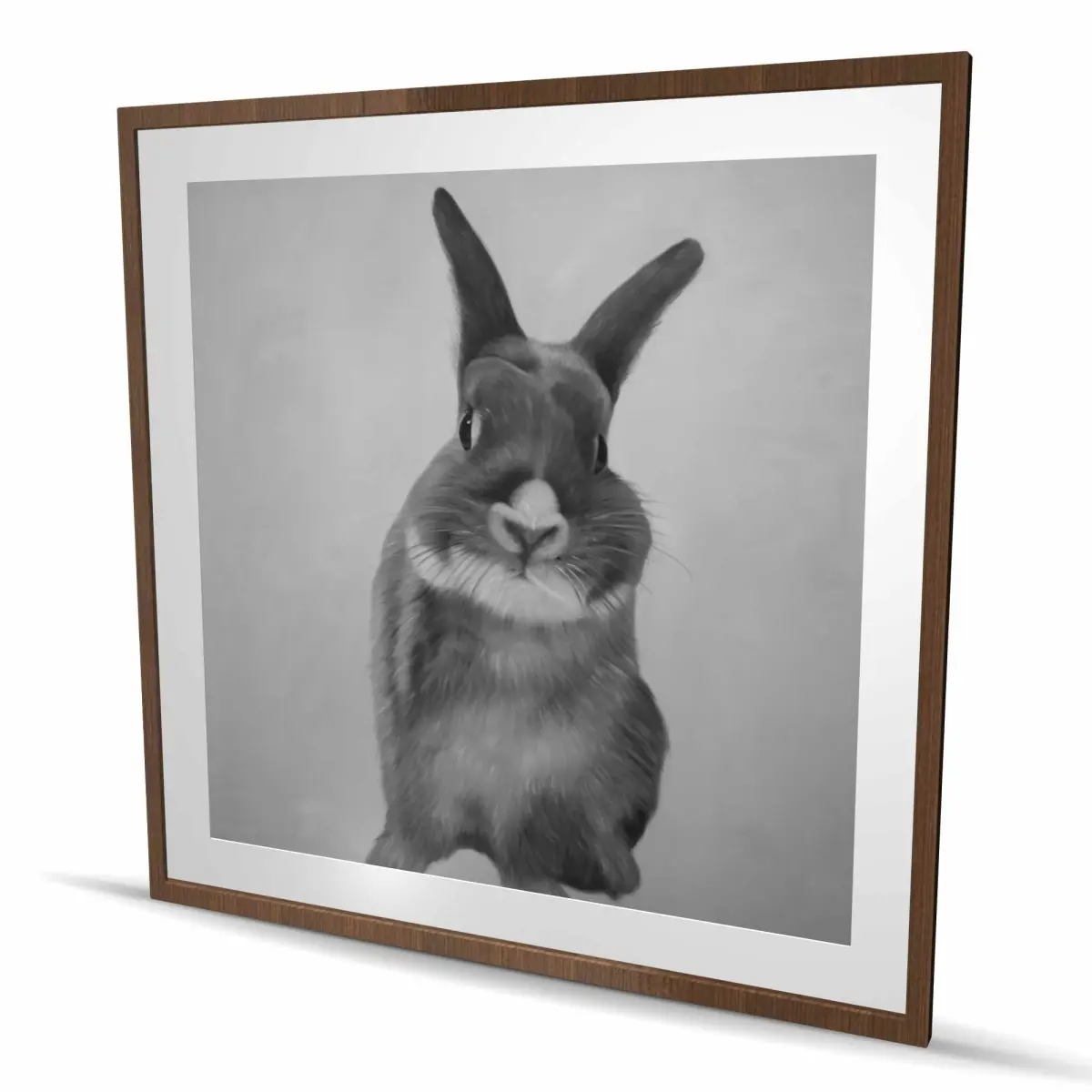 Begin Home Decor C1FM4848K1QOBR 48 x 48 in. Funny Gray Rabbit - Framed Matted Print Wall Art for Home Decor