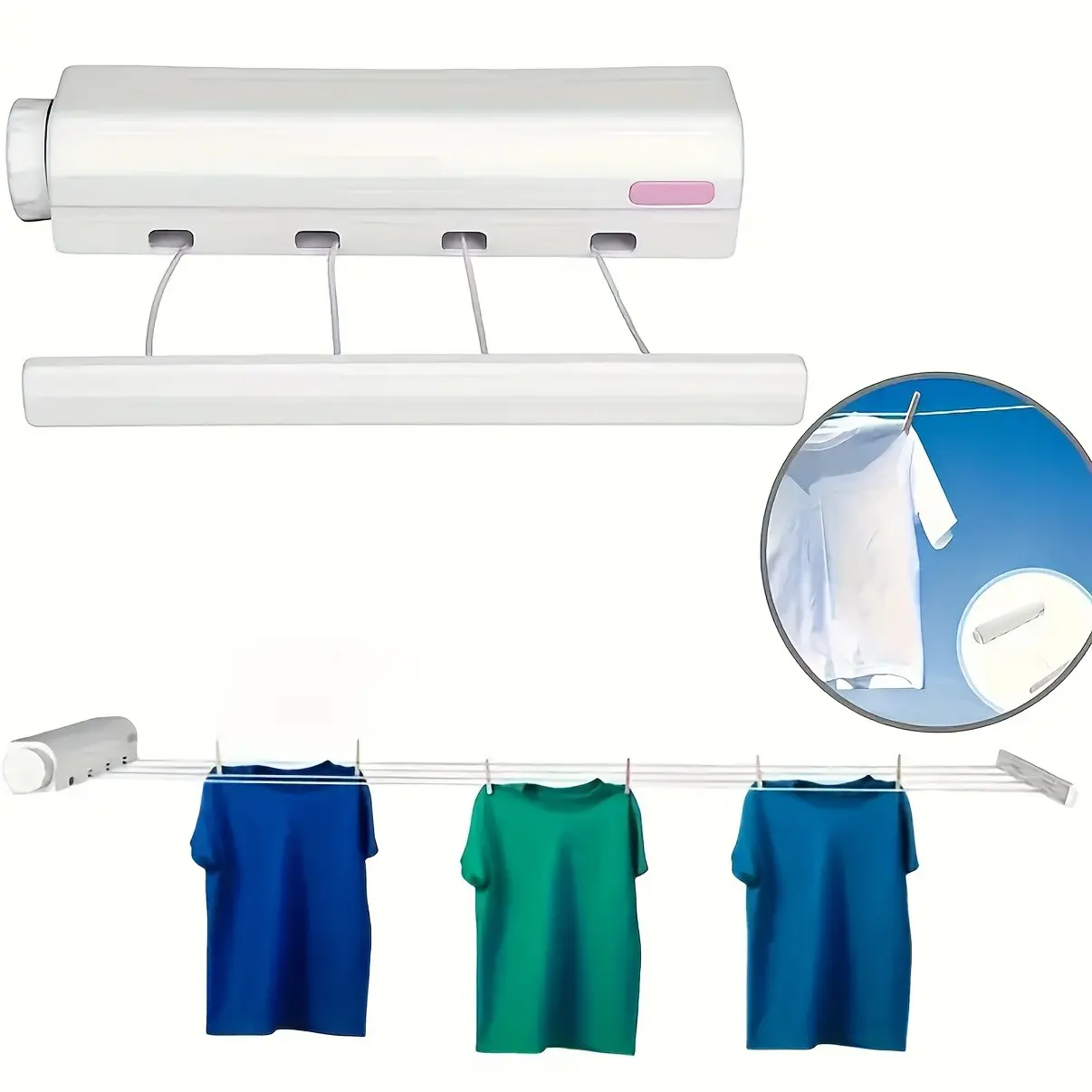 Retractable Hangers, Indoor And Outdoor Hangers, Clotheslines, Wall Hanging, Telescopic Drying Racks, Rope Hangers, For Drying Clothes, Wet Clothes, Dry Clothes, Towels, Bathrooms, Hotels, 4 Ropes, Hangers