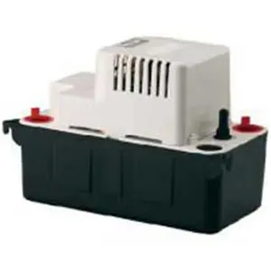 212 MAIN Little Giant Condensate Removal Pump - 115V Power Automatic Drain Pump, 80 GPH Flow Rate At 1-20 ft Lift, CSAUS Listed, Stainless Steel Shaft, Check Valve, Safety Switch, Snap Action, ABS Tank for Condensing Boilers