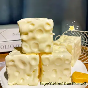 Squishy Cheese Block  Cheese Squishy Collection - 2 Textures| Crunchy Block & Soft Vaseline Cheese Squishy - 6/7cm Moldable Non-Rebound  Fidget Toy| Viral ASMR Stress Ball Squishy Cheese Luck Squeeze Gifts