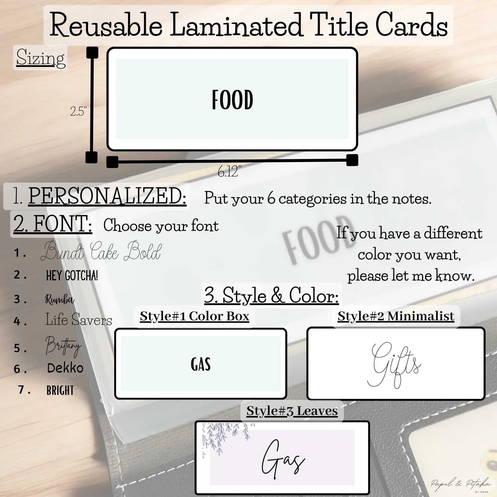 Minimalist Envelopes Title Cards, Budgeting, Cash Organizer, Budget Categories,