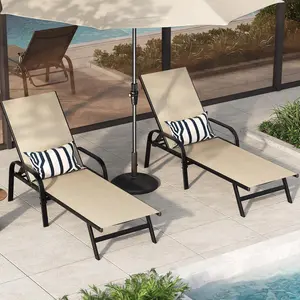 Gaomon 2-Piece Adjustable Outdoor Reclining Chaise Lounge Chairs Set, Textilene Fabric, 5-Position Backrest, Patio Furniture for Outdoor Patio, Poolside Use, Outdoor Patio Furniture