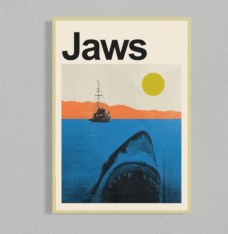 Jaws Movie Movie Poster | Film Posters | Minimalist Movie Poster |  Printable Wall Art Poster
