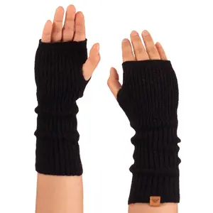 NOVICA Alpaca blend fingerless mitts, 'Dark Epoch'