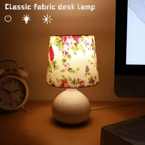 1pc Bedroom Nightstand Lamp with Fabric Shade, Metal Enclosure, Ideal for Multiple Room Types, Home Decor Reading Light