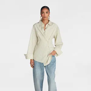 KBB by KAHLANA Women's Long Sleeve Button-Down 'The Wrap Shirt'