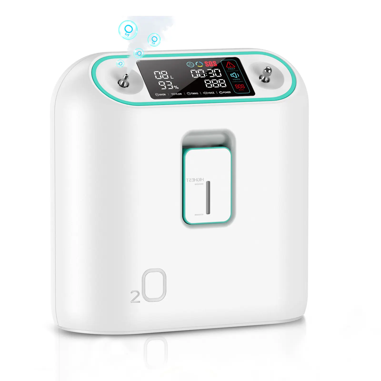 Portable Oxygen Generator - 2-9L Adjustable Airflow, 93% High Purity, Humidifying Compact ABS Portable Unit, Home Healthcare Air Purifier for Elderly, Remote Control, Energy-Saving, 2L, Humidifier, 200V US Plug, 1-Year After-Sales Service, Compact,
