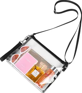 Clear Stadium Bag with Detachable Strap, Transparent Crossbody Bag for Concerts, Game Day, Festivals & Sports Events, Security Approved Clear Purse