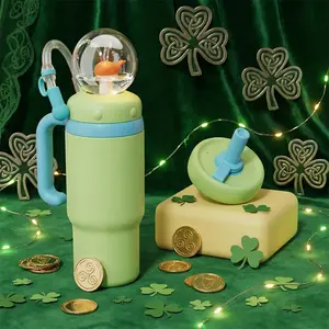 【COMOBEBE】24oz Stainless Steel Whale Fountain Tumbler – Spill-Proof, Dual Lids, Durable Handle, Dishwasher Safe, Cute and Fun for Kids & Adults