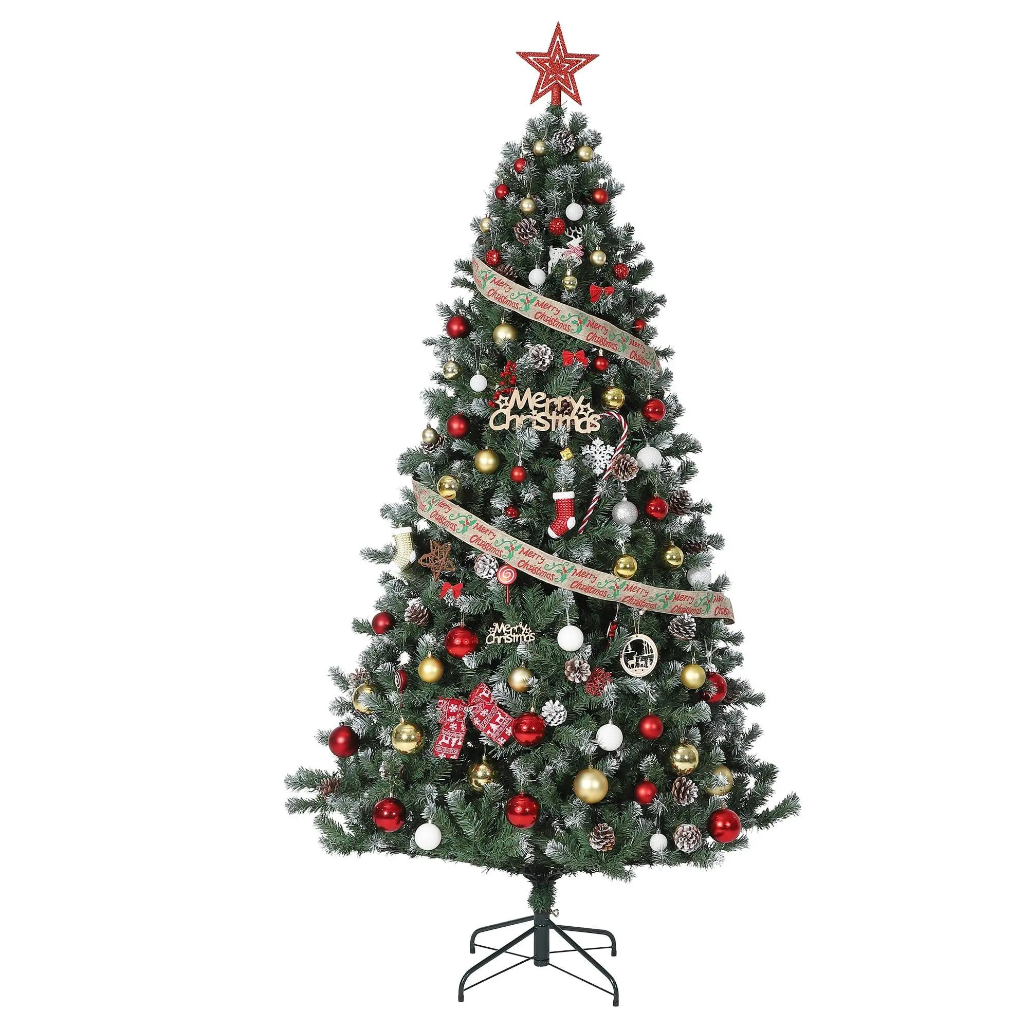 6Ft Artificial Christmas Tree, Snow Flocked Christmas Tree,Premium Pre-Lit Xmas Tree Ideal for Home,Office,Party Decoration
