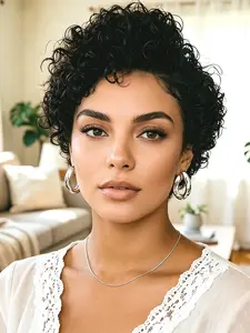 Pixie Cut Wigs Deep Wave Curly Wig, Human Hair Bob Wig 13x4x1 Lace Front, Natural Look, Perfect for Daily Wear
