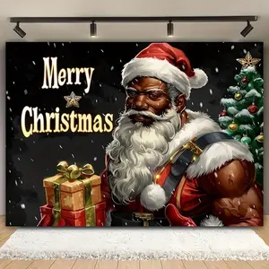 1pc 2D Flat Christmas Elf Up Background Cloth - Festive Holiday Backdrop for Living Room, Outdoor Decor, Photography, and Vlogging - Polyester - Universal Holiday Celebration