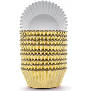 200 Pcs Gold Foil Cupcake Liners Standard Baking Cups Muffin Paper Cases