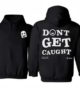 “Don’t Get Caught Racing Hoodie / T-Shirt – Vintage Style Unisex Streetwear Top, Retro Graphic Pullover Hoodie or Tee for Men & Women, Casual Fashion Outfit, Car Racing Inspired Gift” Black Kangaroo Fabric Warmer Cotton