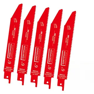 5 Pack 6 Inch and 9 Inch 14/18 TPI Reciprocating Saw Blades for Medium Metal Cutting,Cobalt Bi-Metal Saw Blades for Pipe,Carbide Alloy Steel 5 Pack