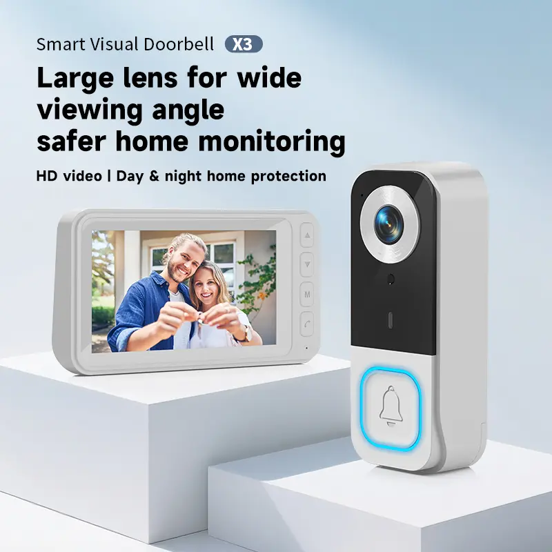 Smart Visual Doorbell X3 with Large Lens for Wide Viewing Angle HD Video Day & Night Home Protection