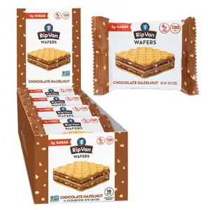 Rip Van Chocolate Hazelnut Wafer Cookies, Keto, Non-GMO, Healthy Snacks, Low Carb & Low Sugar (2g), Low Calorie, Vegan, 16 Count