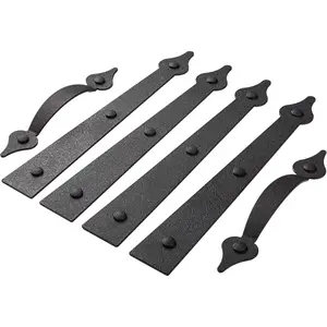 Decorative  Garage Door Hinges Hardware, 6 count Garage Door Accents Attractive Curb Appeal Faux Hinges Handles Decor Hardware Kit, Black(4 Hinges+2 Handles)