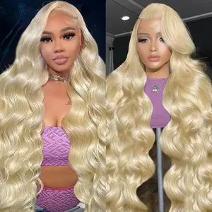 [Live Only] Blonde 613 Body Wave Human Hair 40 Inch Wigs 180% Density Straight Lace Front Wigs 13x6 HD Lace Front Human Hair Wigs Pre Plucked HD Lace Wigs For Women