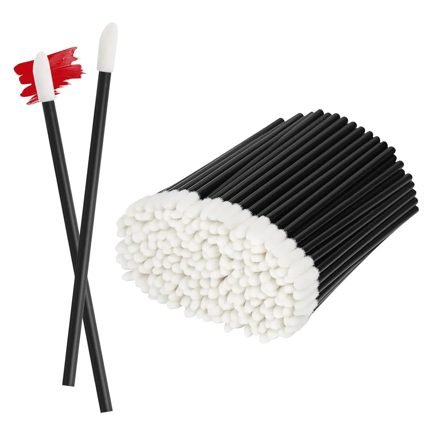 200PCS Black Disposable Lip Gloss Applicators| Lint-free Wands for Smooth Lip Gloss & Lipstick Application, Portable and Hygienic Beauty Makeup Tools