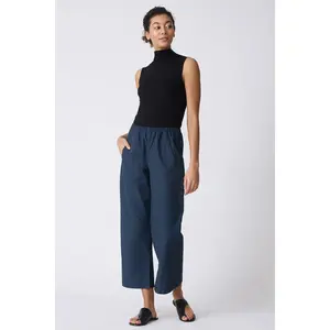 Split Hem Capri Summer Navy