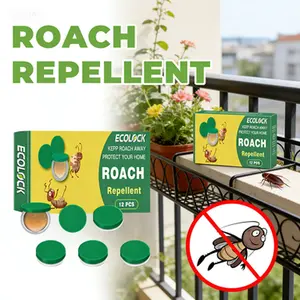 ECOLOCK Roach Repellent - 12-Pack Natural Plant-Based Non-Toxic Long-Term Protection Easy Application Safe for Humans & Pets Kitchen Bathroom Use Indoor Bait Trap Gel kill cockroach buster medicine bed bug killer