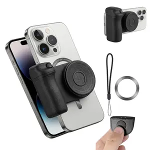 Strong Magnetic Phone Grip with Wireless Remote & Adjustable Light – Detachable Selfie Shutter, Ergonomic Handle for iPhone & Android, Tripod Ready for Stable Videos
