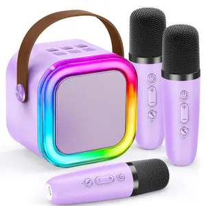 Wireless Mini Karaoke Machine with 2 Microphones Bluetooth Speaker for Kid Adult,For Christmas/Birthday Gift,2-14 age kids