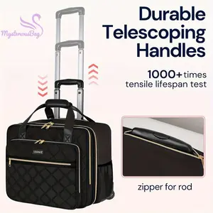 Bags&suitcases 40L Large Capacity Rolling Backpack With Wheels, 17.3-Inch Laptop Compartment, Water-Resistant Polyester Fabric, Fashionable Travel Bag- Perfect For Work Travel College Business And Daily Use