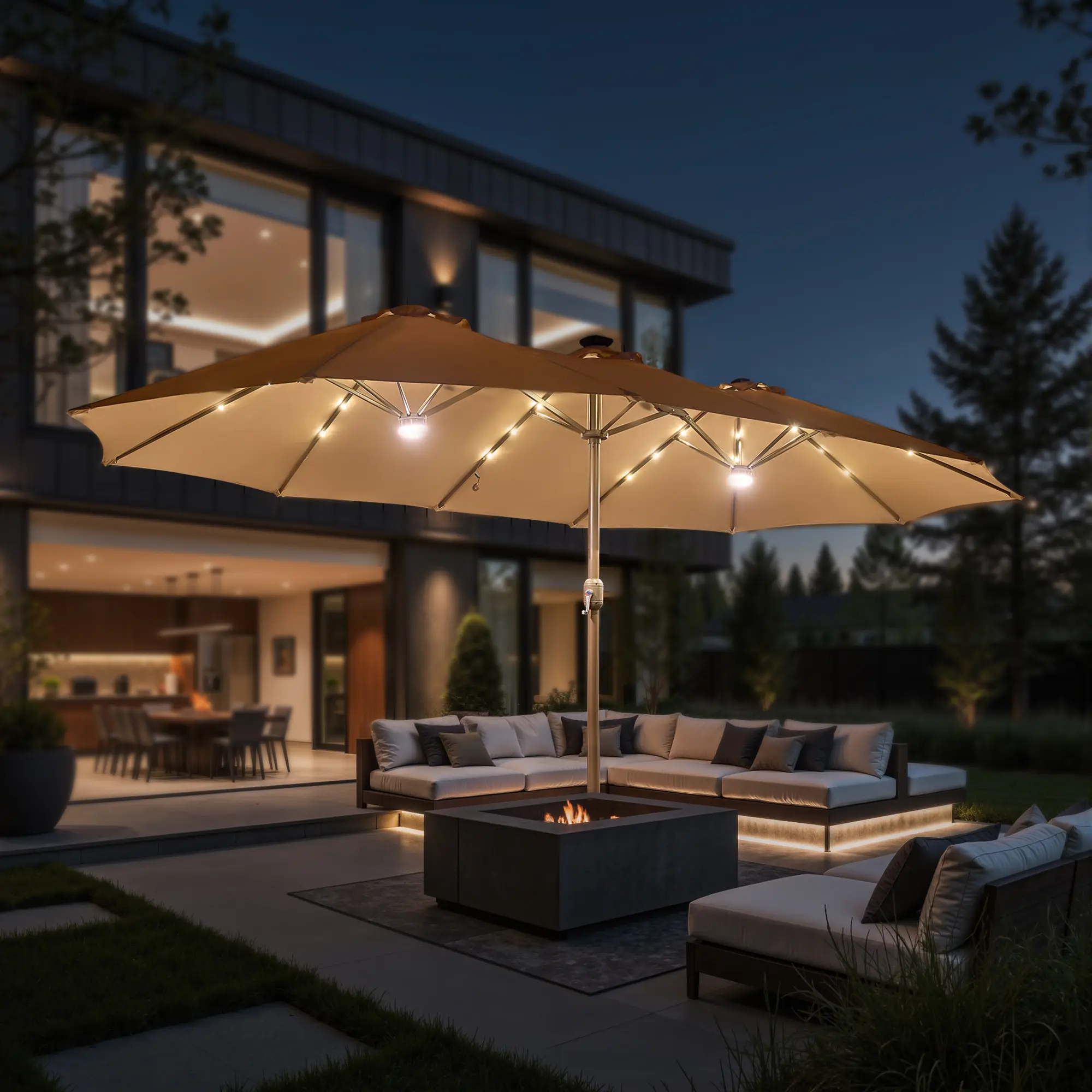 Khaki With Solar Warm Lights