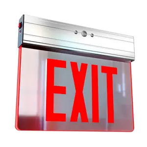 LED Edge-Lit Clear Exit Sign (Red), Double-Sided