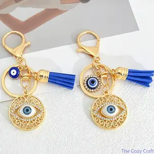 Evil Eye Keychain Charm, Sparkly Rhinestone Blue Eye Bag Pendant, Stylish Decorative Accessory for Car Keys Backpack Purse Daily Use & Travel Accessories
