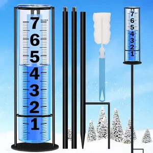 Rain Gauge Outdoor Upgraded, Accurate Freeze Proof Thickened Rain Gauges Outdoors Best Rated, Large Clear Numbers and Adjustable Height Rain Measuring Tool for Garden, Yard, Lawn, Patio, and Farm Use