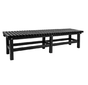 TECSPACE 70 Inches Aluminum Outdoor Weatherproof Bench Backless, 550 LBS Bearing Capacity Garden Porch Bench, Vertical Panel Design, Black